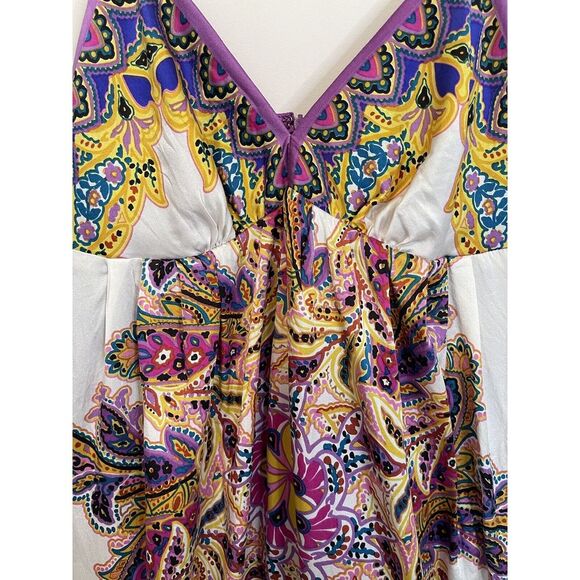 Eci New York‎ Dress size 2 Silky Slip Babydoll Purple Paisley Boho - Picture 2 of 8